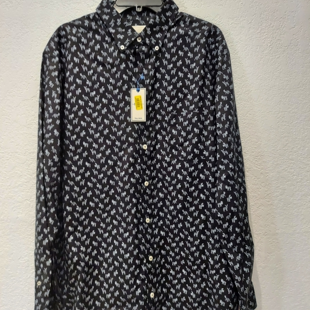 Christmas Reindeer Men's Big and tall Button Down